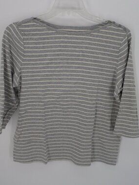 St. Johns Bay Women's Boat Neck Fall 3/4 Sleeve Gray/White Sweater Top Sz  XL